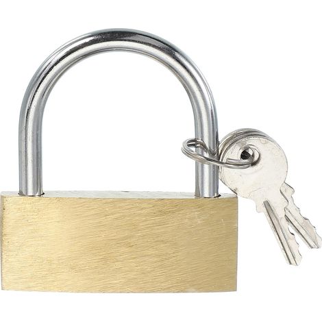 Cadenas en laiton massif 2,2", 1 pièce Cadenas à anse longue à clé différente avec 2 clés Résistant aux intempéries pour casier de gymnase Portail Clôture Extérieur Intérieur (1/5)