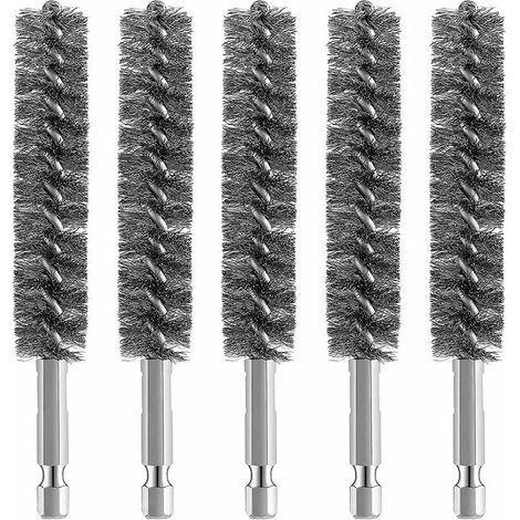 Brosse à trous en pour perceuse électrique de nettoyage avec poignée hexagonale Acier inoxydable Acier (1/4)