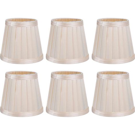 Abat-jour en tissu – Lampe à suspension simple et moderne – Pour salon, chambre à coucher – 6 pièces – Blanc (1/5)