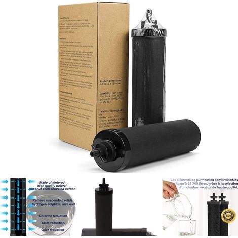 Mimiy – Pack of 2 Berkey-compatible water filters – 99.99% contaminant reduction – Natural activated carbon – 22,000 liter capacity (1/4)