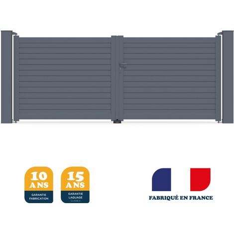 Portail battant prêt à poser AZYR Gris 7016 L356 cm X 139cm en aluminium BELTY (1/4)