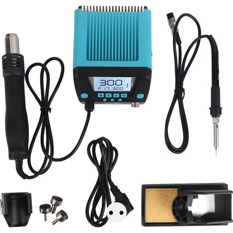 Station de soudage numérique avec température réglable, système double anti-statique, fer à souder professionnel avec prise UE 220V, kit complet pour réparation électronique. (1/5)