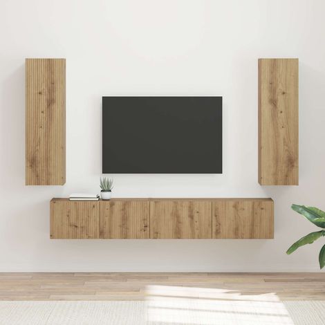 vidaXL Set mobile TV 3 pcs Rovere artigianale Legno multistrato (1/5)