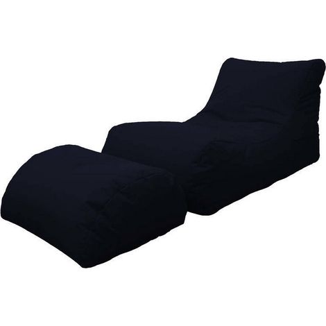 Talamo Italia Moderne Chaiselongue fürs Wohnzimmer, Made in Italy, Sessel mit Fußstütze aus Nylon, Gepolsterter Sitzpuff für Schlafzimmer, 120x80h60 cm, Farbe Schwarz