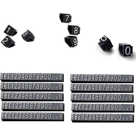 GDHZS- 10 Set Prix Tag Affichage Cube Nombre Réglable Compteur Stand Étiquette Vente Blocs, Cube en Plastique pour Cadre Réglable (1/4)