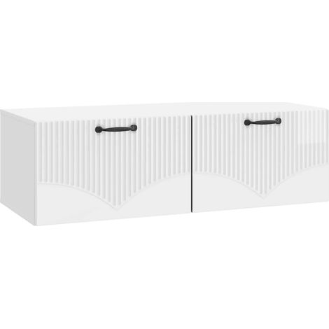 Wandmontierter TV-Schrank Hochglanz Weiß 98 x 41 x 30 cm vidaXL