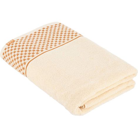 Asciugamano da bagno 90x150 cm 100% cotone motivo vichy - avorio - Tendance (1/4)