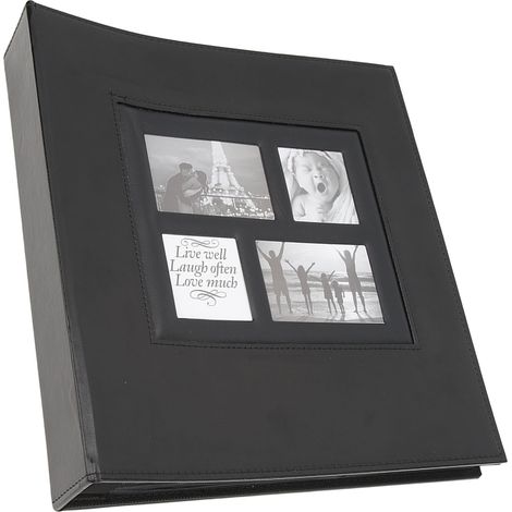 Album photo 600 pochettes 15 cm (6 pouces) en cuir PU facile à nettoyer, noir, idéal pour ranger et collectionner vos photos. (1/5)