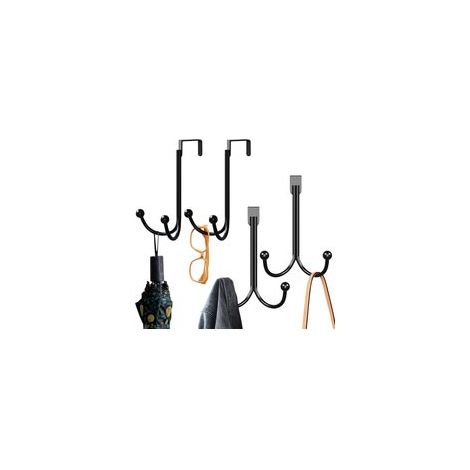 Lot de 4 Crochets de Porte Manteaux, Organisateur de Crochets Doubles, Acier Inoxydable pour Manteaux et Serviettes