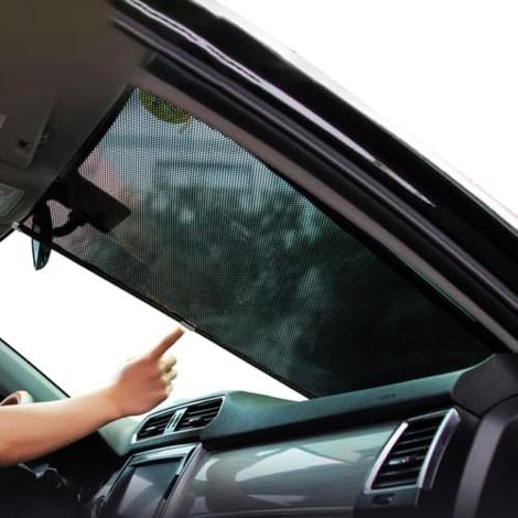 Pare-soleil rétractable pour pare-brise de voiture  1 pare-soleil rétractable pour pare-brise de voiture, bloque efficacement la lumière du soleil et la chaleur (1/5)