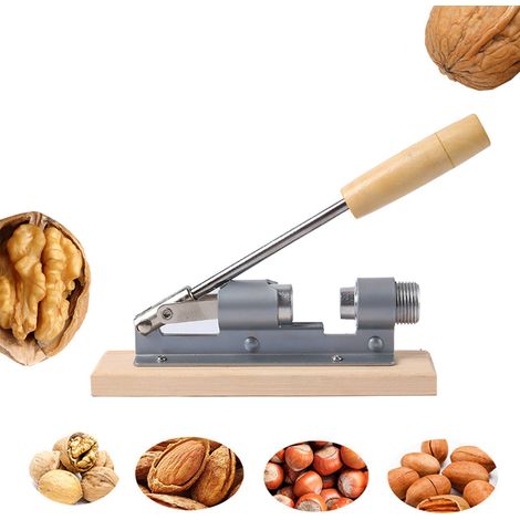Casse-noix de pécan mécanique à réglage automatique, outil en bois et acier inoxydable, pince à noix (1/5)