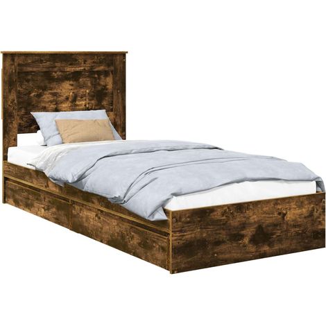 Letto con Contenitore Rovere fumé 75 x 190 cm Legno multistrato vidaXL