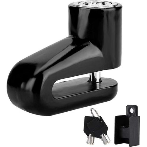 Candado de disco para motocicleta - Antirrobo - Seguridad para el vehículo - Metal impermeable - 48 mm de profundidad - Negro (1/5)