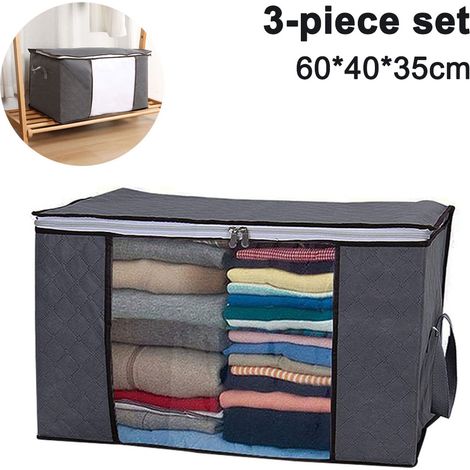 Sac De Rangement Pour Vêtements - 60 X 40 X 35 Cm - 84 L - Fenêtre Transparente - Fermeture Éclair Acier Inoxydable - Lot De 3 (1/5)