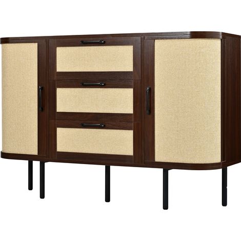 Credenza sideboard in MDF effetto noce con 2 ante, 3 cassetti e ripiani regolabili (1/5)