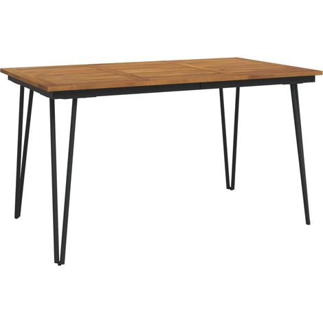 Garden Table with Hairpin Legs 140x80x75 cm Solid Wood Acacia vidaXL (1/5)