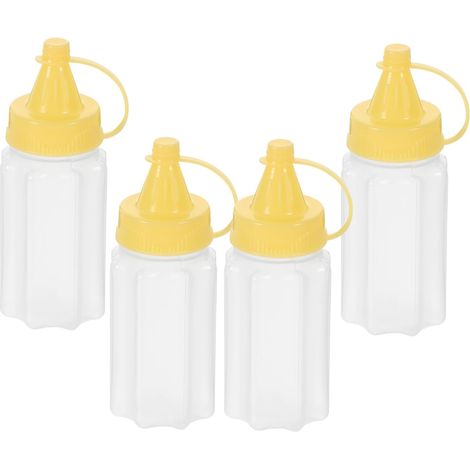 4 bouteilles compressibles pour sauce ketchup, mini bouteilles pour condiments, bouteilles de cuisine, petites bouteilles compressibles pour moutarde. (1/5)