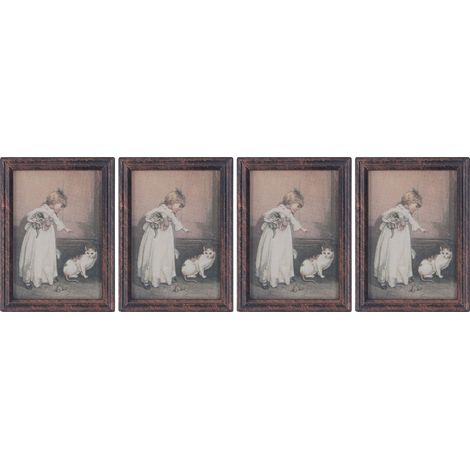Lot de 4 cadres photo antiques miniatures 1:12, décoration exquise pour maison de poupée, accessoires peinture à l'huile, Type 1 (1/5)