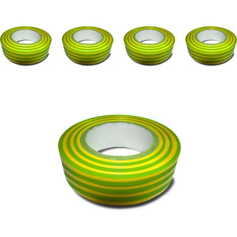 Lot de 5 rouleaux adhésifs 15mmx10m - Vert/Jaune - Zenitech