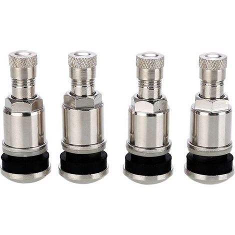 4 valves de pneu de voiture tubeless en acier argenté de 45 mm