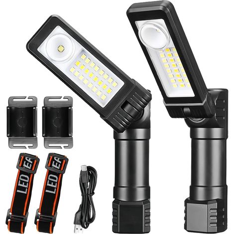 Lampe LED rechargeable lot de 2 magnétique portable pour atelier (1/5)