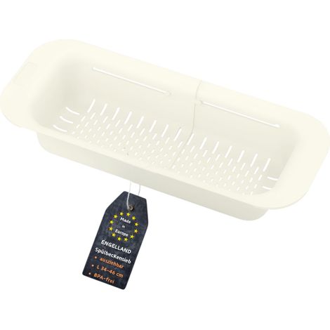 1 passoire extensible pour évier, beige, panier à pâtes flexible en plastique sans BPA, peu encombrant et extensible, robuste, passoire pour lavabo (1/5)