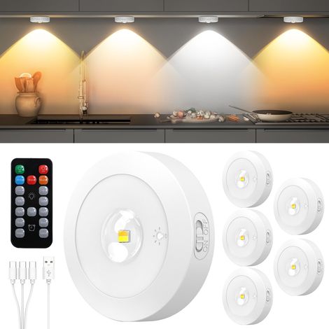 Éclairage de vitrine LED Spot 2400 mAh Batterie sans fil Intensité variable Éclairage d'armoire Éclairage d'étagère 3 températures de couleur Timing Batterie magnétique LED pour éclairage de (1/5)