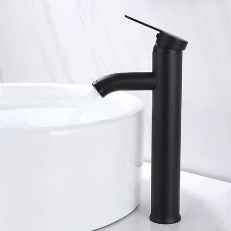 Mitigeur pour vasque, inox 304, noir, monocommande, monotrou