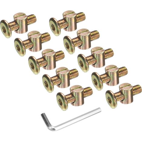10pcs Boulons pour Cadre de Lit, M8x30mm Vis à Tête Hexagonale Interne avec Écrous Barillet, Assortiment Remplacement Quincaillerie Clé M5, Vis de Fixation pour Meuble Chaise Lits (1/5)