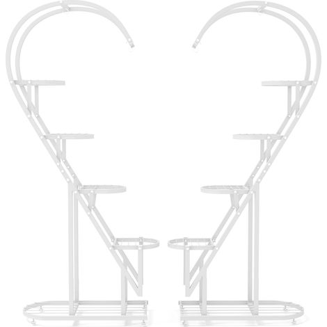 Set di 2 portavasi ripiani a 5 livelli 71 x 30,5 x 148 cm stabile su terreni irregolari metallo bianco 200020772