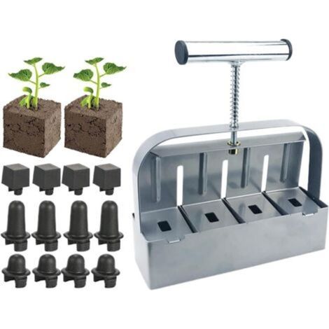 ALLIANDISMoule à semis manuel – Compresseur de terre à quatre compartiments pour la plantation et le repiquage – 1 jeu (1/5)