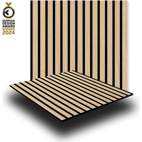 JANGAL Parete acustica a pannelli Modulabile LAMELLI 52x52cm rivestiti vero ROVERE mod. FANAL OAK