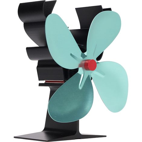 Ventilateur de radiateur thermique en métal à 4 pales et moteur unique, ventilateur de cheminée, ventilateur de poêle à bois, ventilateur de style Noël (1/5)