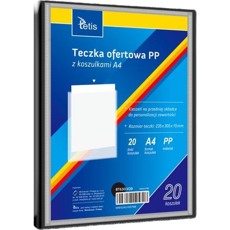 Cartella di presentazione A4 in PP + 20 tasche nere