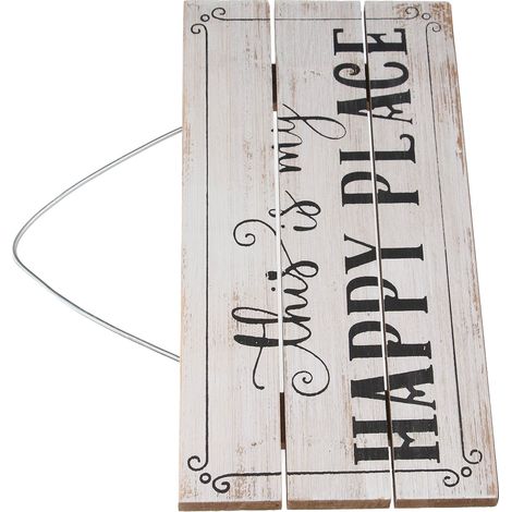 Lot décoratif en bois "Happy Place" pour maison, panneau debout de table, accessoire de décoration intérieure (1/5)