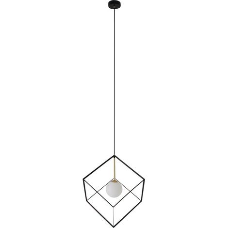 Suspension Design Cube en Métal et Verre Dépoli Noir et Blanc G9 30 cm pour Salon et Bureau - PANGIVO (1/5)