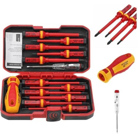 Fei Yu – Coffret de 13 tournevis isolés 1000V – Acier CR-V magnétique – Poignée ergonomique antidérapante – Pour travaux électriques (1/5)