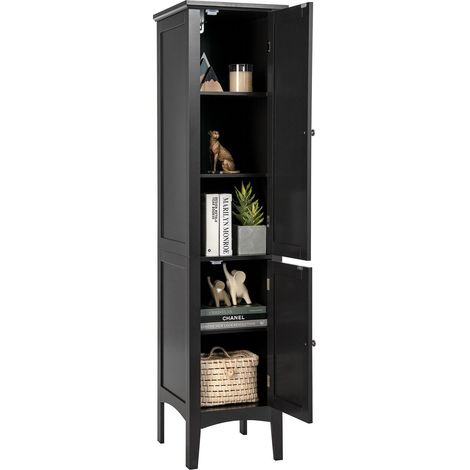 COSTWAY 5-Tier Bathroom High Cabinet Tall Narrow Storage Cabinet Organizer (1/5)