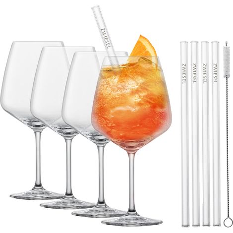 SCHOTT ZWIESEL After Work Drinks, set di 4 bicchieri da cocktail, 4 cannucce di vetro e 1 spazzola di cotone, bicchieri in cristallo Tritan lavabili in lavastoviglie, Made in Germany (art. 130014) (1/5)