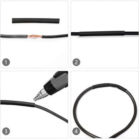 300Pcs Gaine Thermorétractable avec Colle Ratio 3:1 Tube Thermorétractable 7 Tailles, 2 Couleur (Noir, Blanc) (1/4)