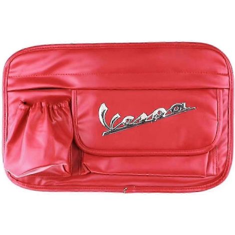 Sacoche de rangement étanche pour gants, compatible avec les scooters Piaggio Vespa GTS, LX, LXV, Sprint et Primavera 150/300 (rouge avec logo). (1/5)