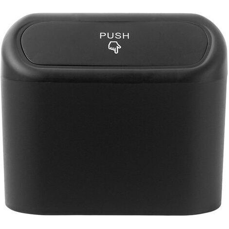Small Car Trash Can, Car Trash Can with Lid, Waterproof Car Trash Can, Portable Hanging Car Storage Box, for Car Office (Black) (1/5)