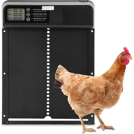 Porte Automatique Poulailler, avec Minuterie d'ouverture 33x24.5cm Resiste aux Predateurs, Poulets Poules Oies (1/5)