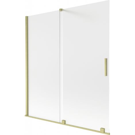 Mexen Velar 2-flügelige Duschabtrennung 150 x 150 cm, Milchglas, gebürstetes Gold - 896-150-000-31-55 (1/2)