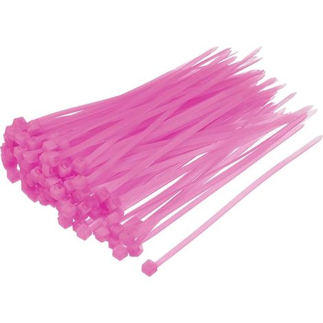 Câble Serrage Collier 100mmx2.5mm Autobloquant Nylon Attache Enveloppes Rose 100pcs (1/4)