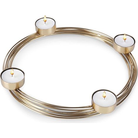 Bougeoir dore pour quatre bougies chauffe plat style industriel (1/5)