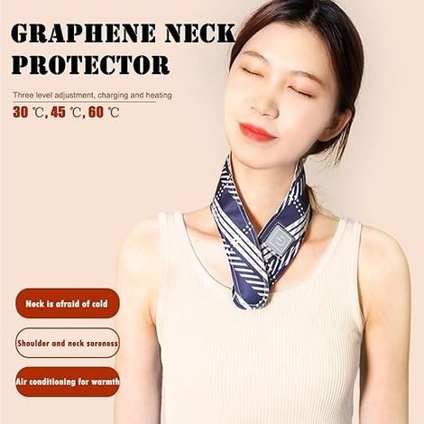 Sciarpa calda termostatica, scaldacollo in grafene, protezione per il collo e colonna cervicale calda, chip termostatico integrato e batteria al litio da 100 mAh, blu, regalo creativo (1/4)