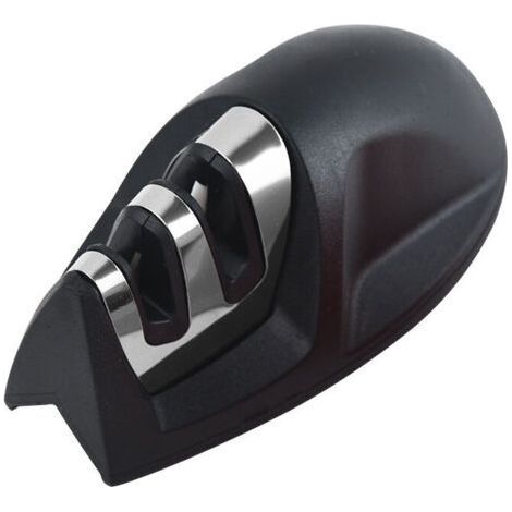 Aiguiseur de Cuisine Professionnel 2 en 1 Manuel Aiguiseur pour Couteaux en Acier Inoxydable et céramique de Toutes Tailles,Base Antidérapante Noir, 1pcs,Fonepro (1/5)