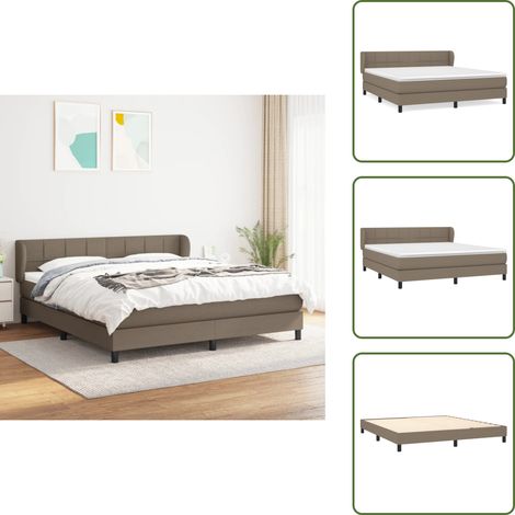 The Living Store Sommier à lattes de lit avec matelas Taupe 160x200 cm Tissu - Matelas à ressorts ensachés (1/5)