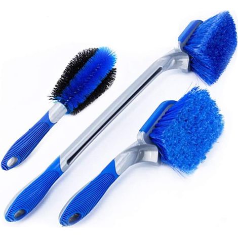 Brosse de nettoyage en acier pour l'entretien de votre voiture, outil de lavage auto, brosse pour la maison, brosse pour pneus bleue (1/5)